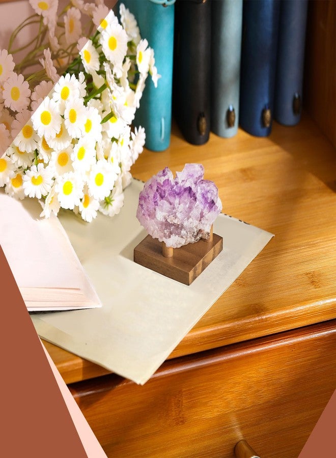 DoubleFill 4 Packs Wood Rock Display Stand 2 Inch Walnut Rock Stands for Display Small Three Peg Wooden Crystal Holder Geode Easel Pedestal for Coral Mineral Agate Small Collectibles - Image 5